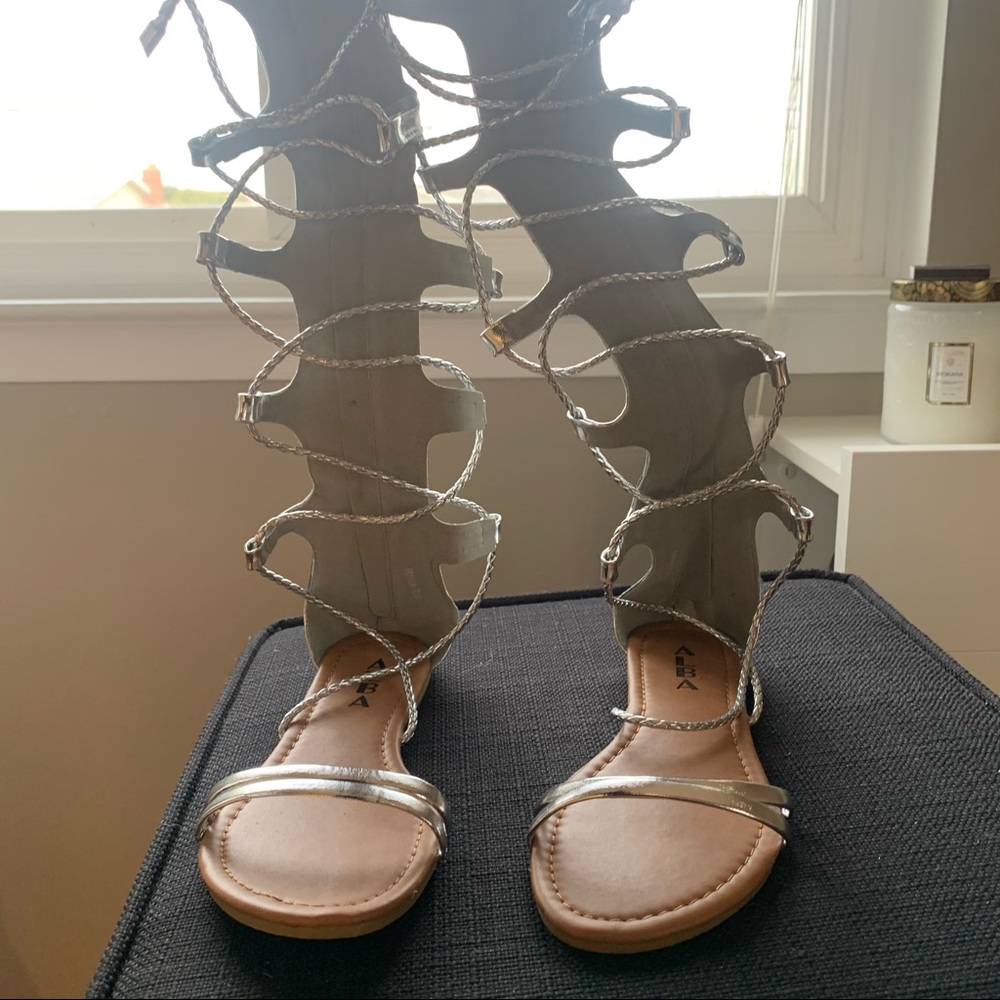 silver gladiator sandals